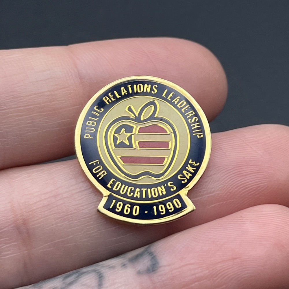 Public Relations Leadership For Education’s Sake USA Apple Lapel Hat Pin